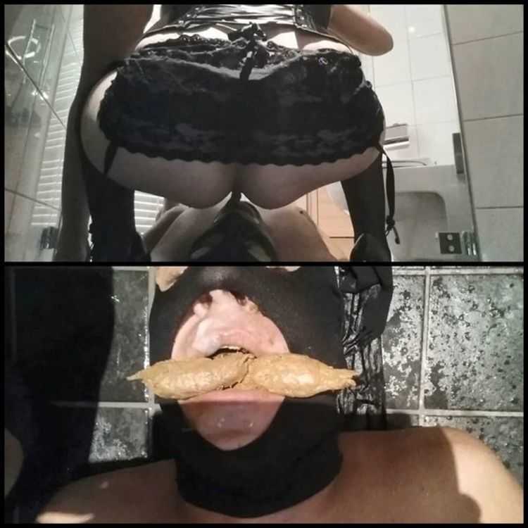 2 Young mistresses shit in his mouth – Toilet Humiliation  - femdom scat