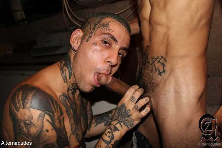 Tatted Punk Sucks a Monster Cock