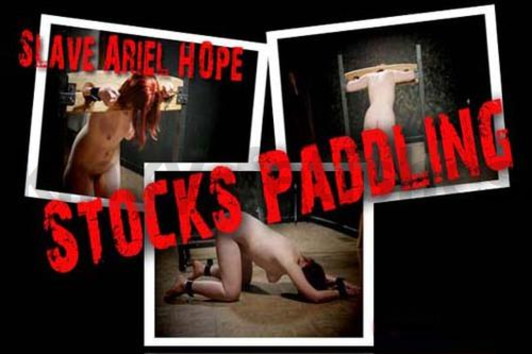 Brutal BDSM Ariel – Stocks Paddling (260809)