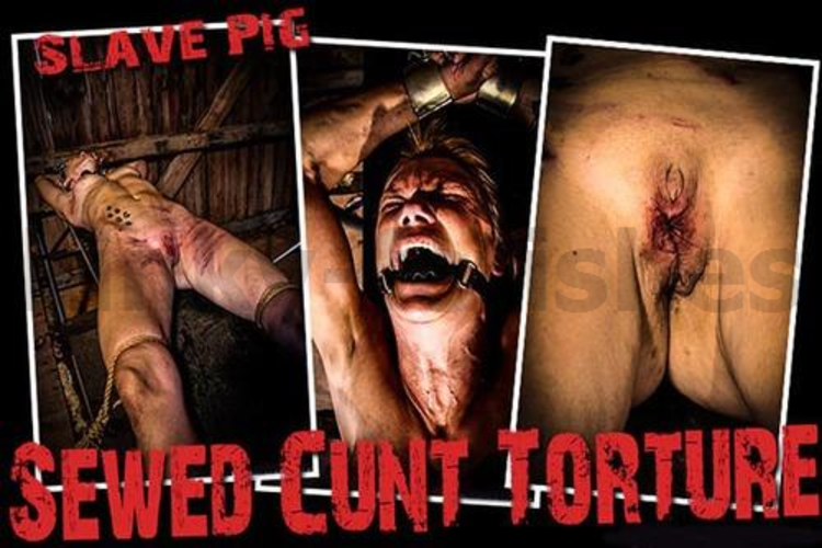 Brutal BDSM Pig – Sewed Cunt Torture (280915)