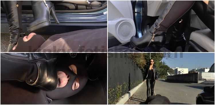 Boots femdom video, boot licking outdoors