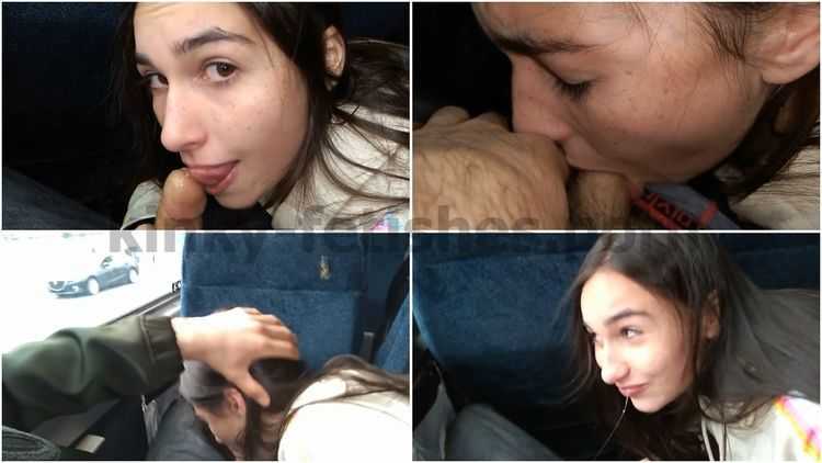 19 year old girl makes blowjob in public bus