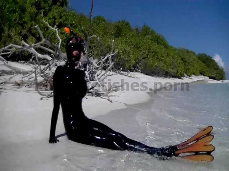 Rubber pleasure on the ocean shore