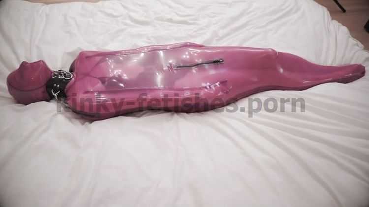 Girl Bound in Latex Bag