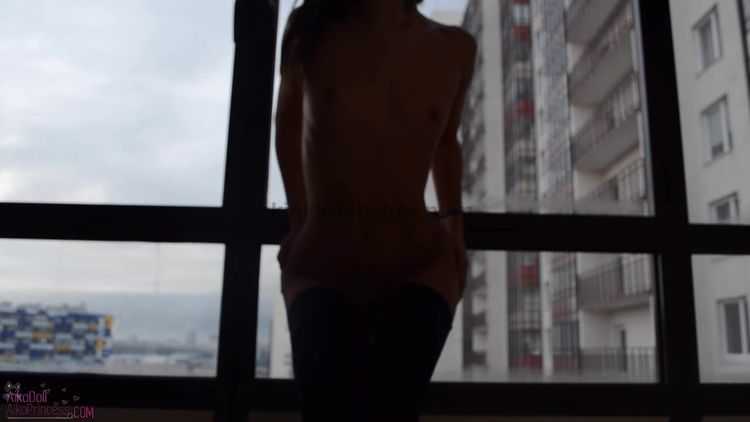 Biggest toy anal games on balcony  