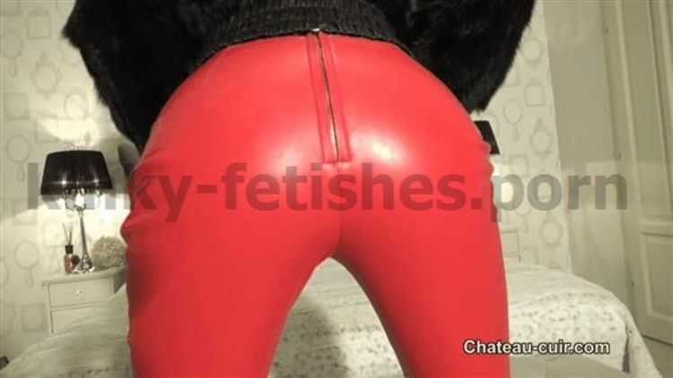 Porn online Chateau-Cuir - Tina cums in red leather pants femdom