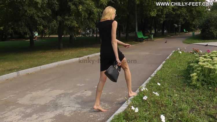 Online Fetish video City Feet - A blonde in a black dress. Part 4.