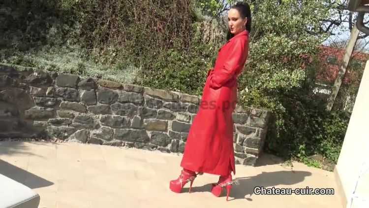 Porn online Chateau-Cuir – Red leather coat JOI – Fetish Liza