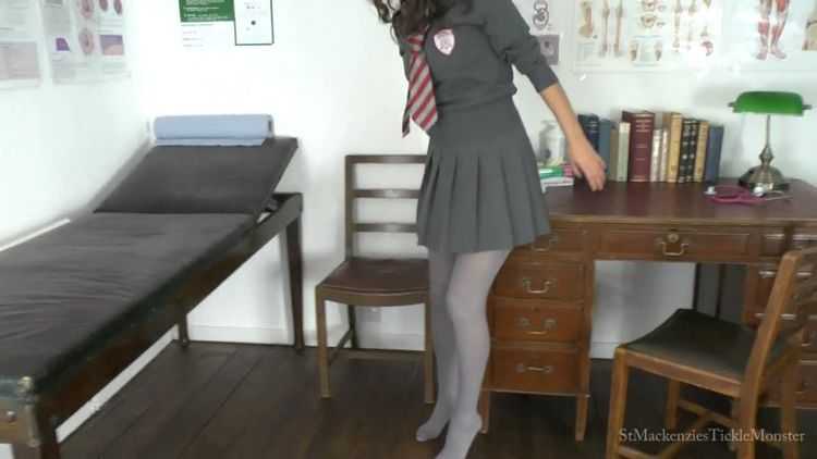 St Mackenzie’s – Sexy School Girl Lauren Begs You Not to Tickle Her Nylon Feet after Spraining Her Ankle – Femdom, Pantyhose