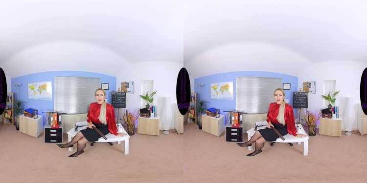 The English Mansion – Headmistress Wood – VR –  Miss Jessica – Pulling, Silk Blouse