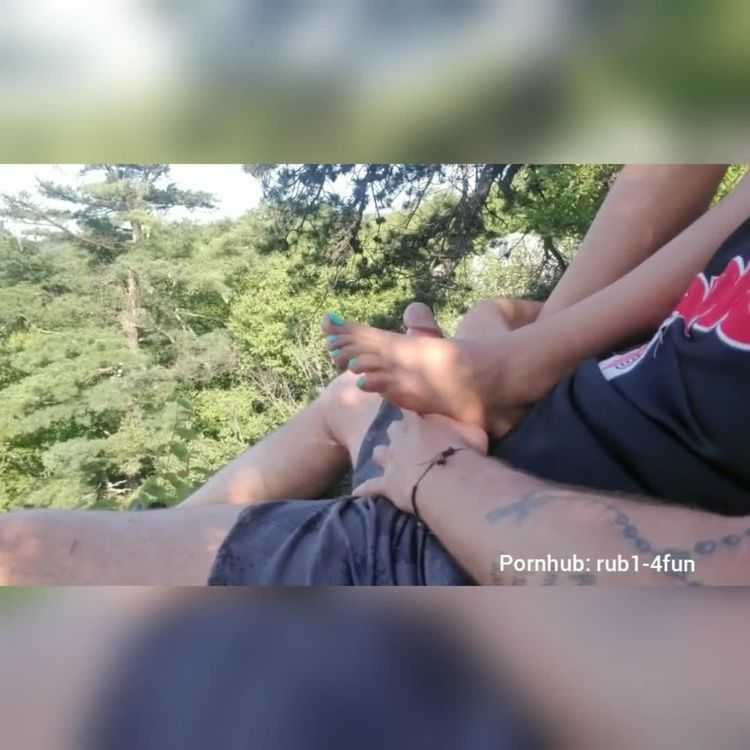 Nikki swallows – big dick footjob in the forest w cum