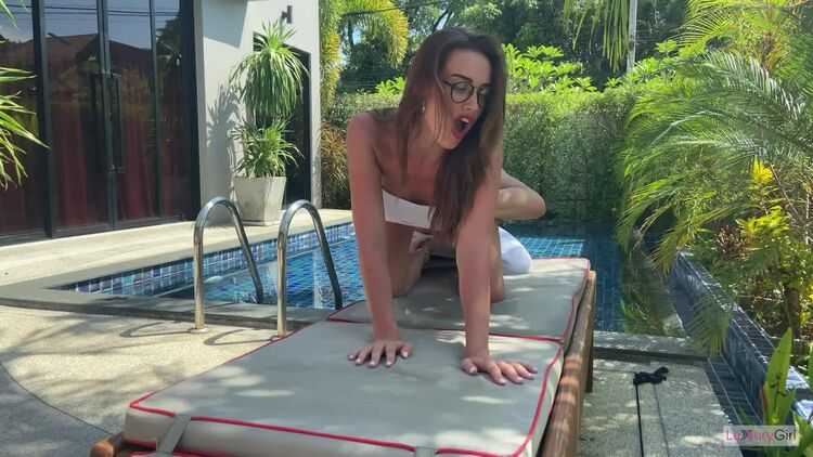 PornHub/PornHubPremium - LuxuryGirl - Pretty Girl With Red Lipstick Gets Fucked Doggystyle By The Pool