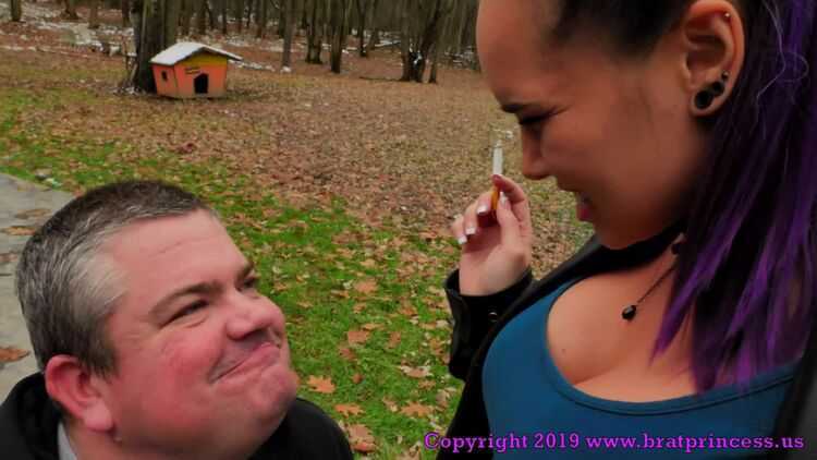 Smoking – Brat Princess 2 – Natalya – Fart and Ashtray Slave Used Outside