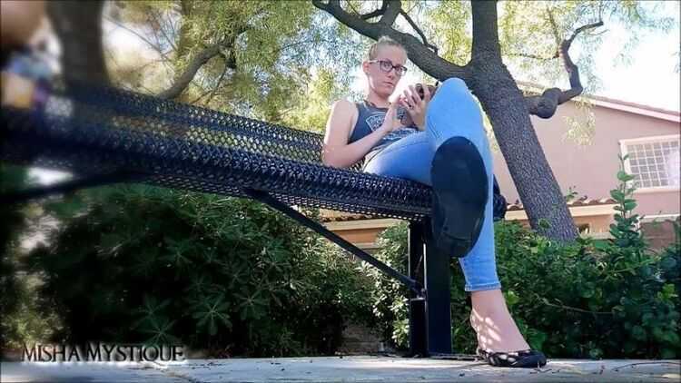 Misha Mystique - College Girl on Bench Dangling Flats - Fetish