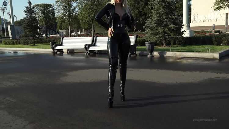 Latex Girl Outside