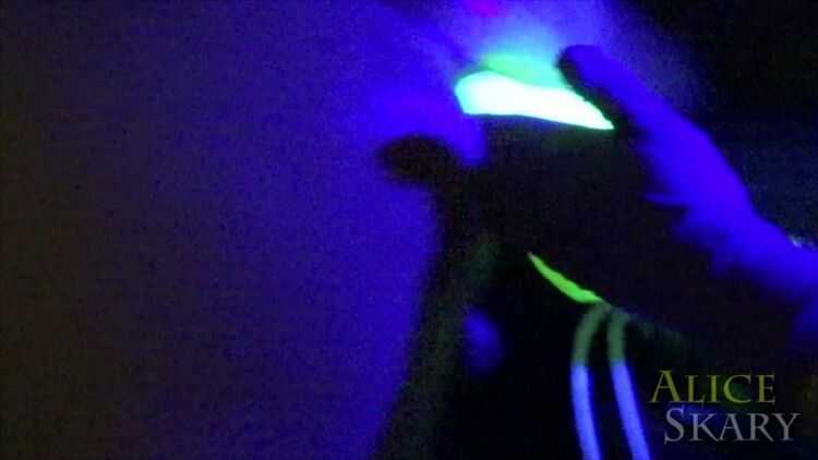 Goddess Alice Skary - Neon Glow Ejaculating Strapon Cock - Thick Dildo Pegging By Blacklight - Femdom