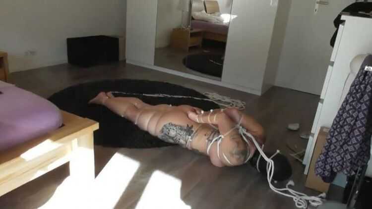 German Milf ziptied and hooded