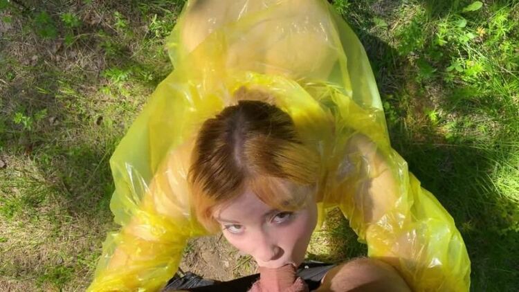 MoonFleur in 008 Girl in Pvc Raincoat Suck Dick in the Forest