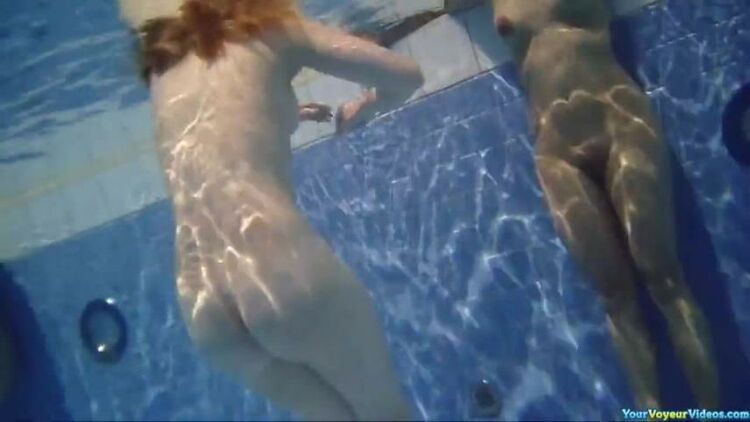 Naked teens in the pool