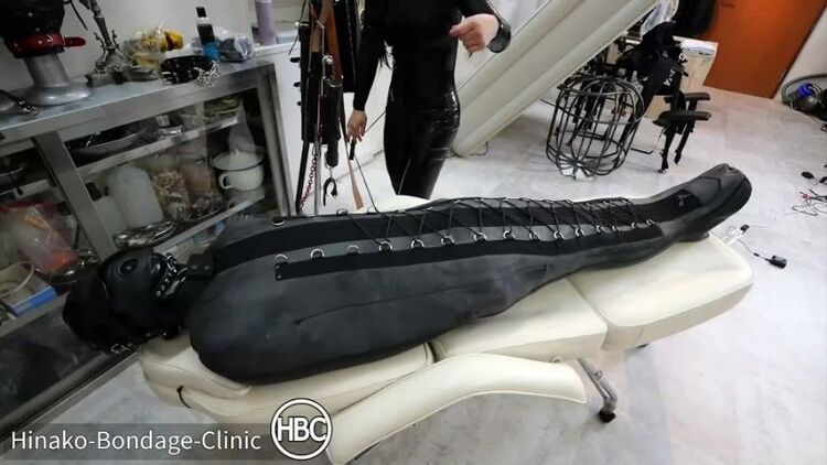 HinakoBondageClinic: Sub Gets Squeezed Super Tight In Neoprene And Latex Rest Sack By Mistress In Latex Catsuit