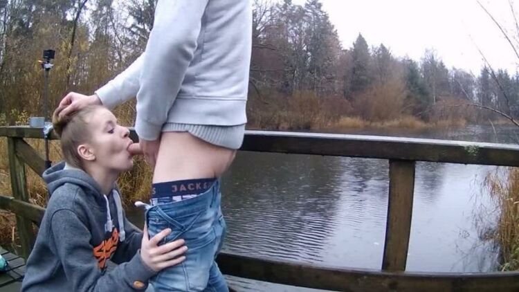 Amateur blowjob by the river