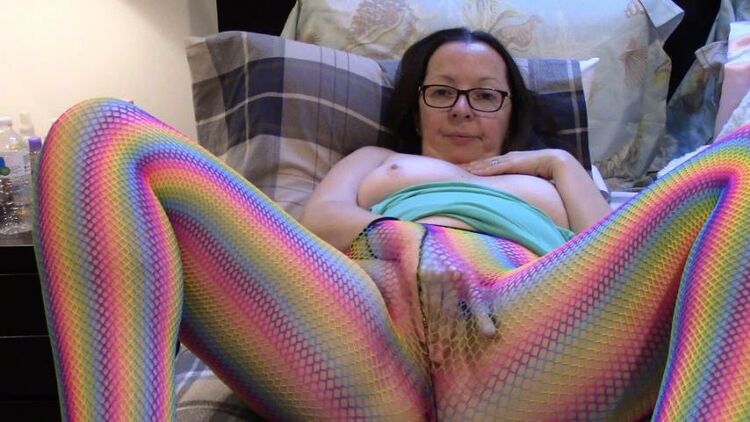 ManyVids - MelanieSweets - Rainbow fishnet pantyhose and pussy rub