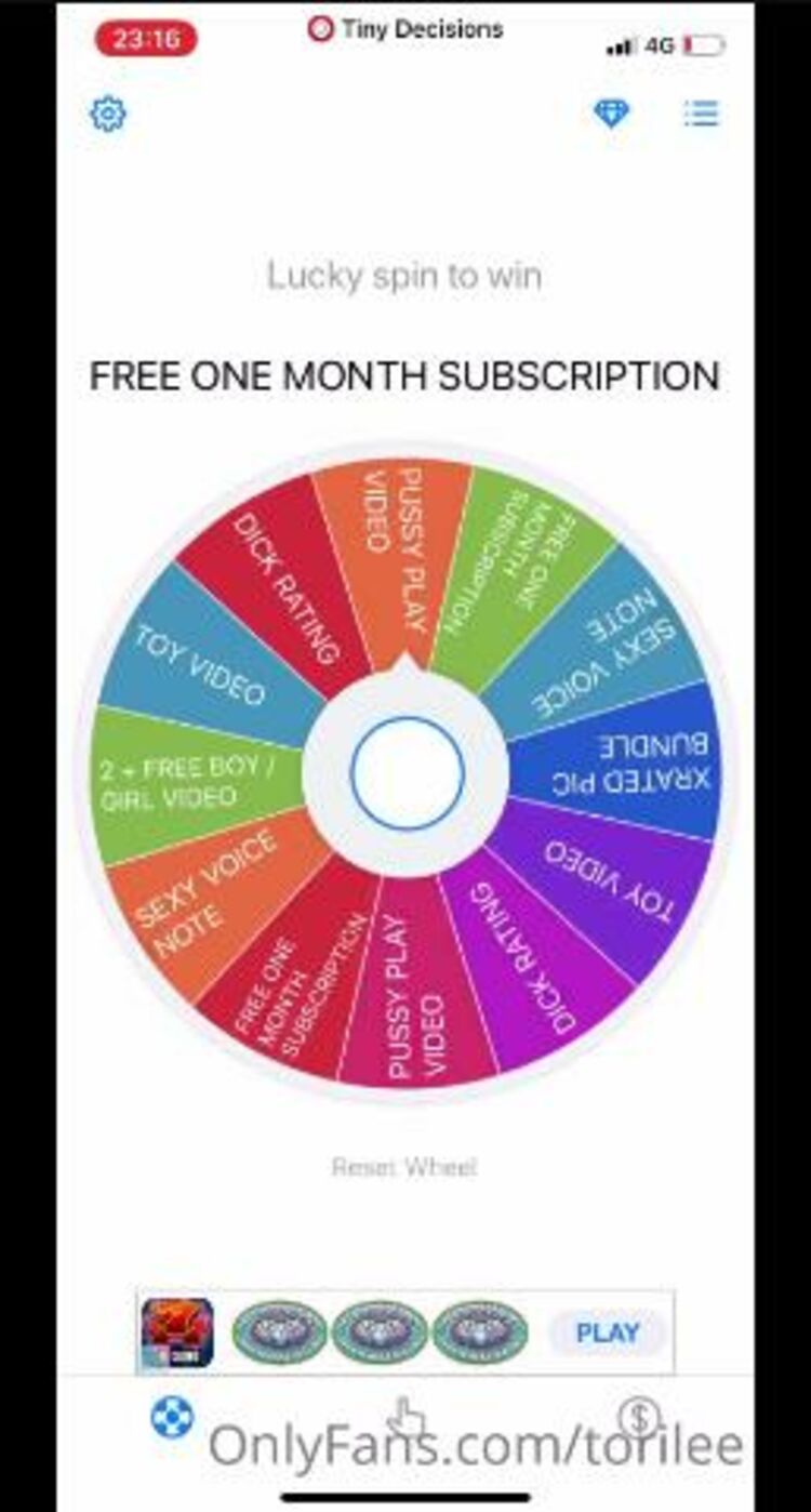 Onlyfans - Torilee - Sunday funday spin the wheel You cant loose spins You could win jackpot let - 14-06-2020