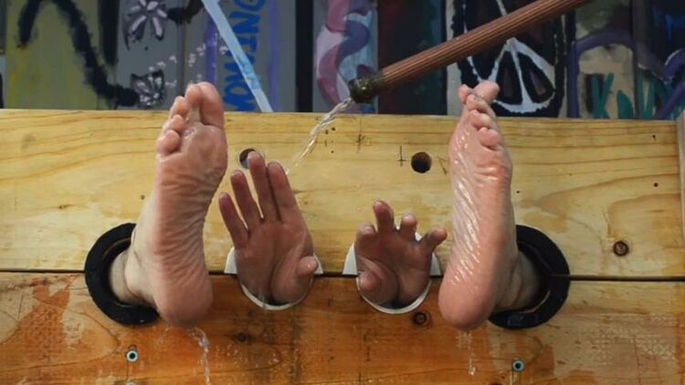 Damien’s soapy scrubbed tickled feet and hands