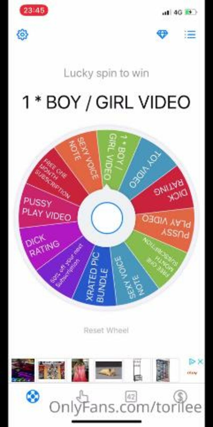 Onlyfans - Torilee - Spin the wheel YOU CANT LOOSE THEIRS ALLWAYS A WIN spins lets play - 30-11-2020