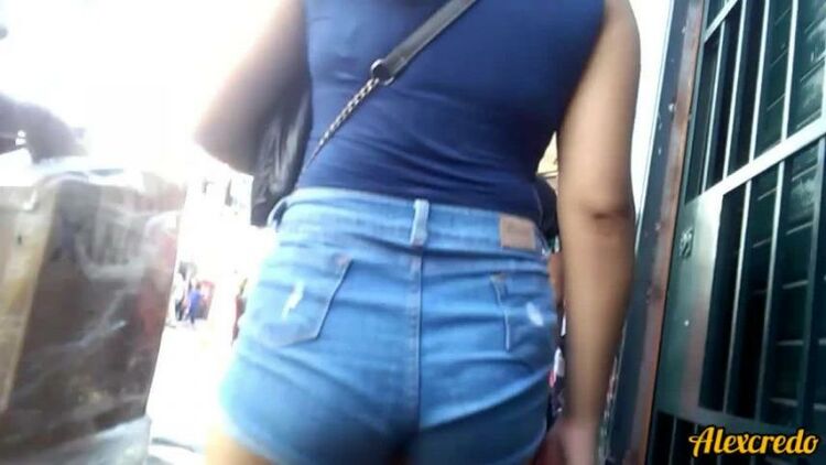 Candid ass teen skinny short jeans