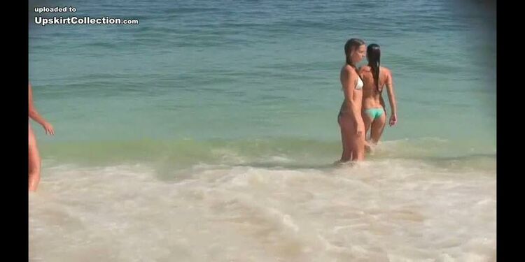 Thongs women swimming in the sea