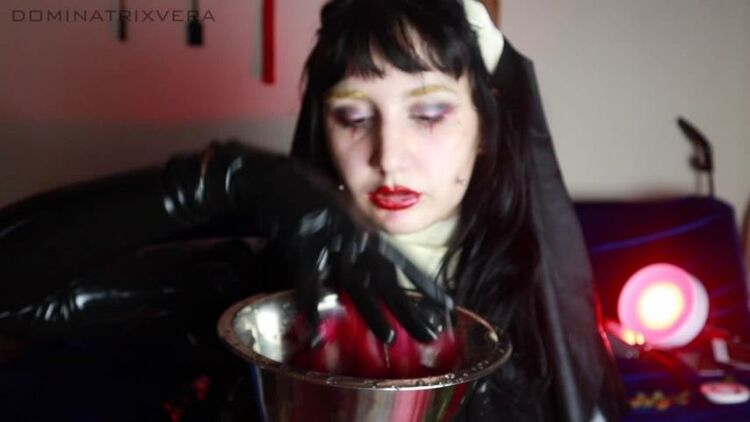 ManyVids - dominatrixvera - Latex Nun plays with Piss