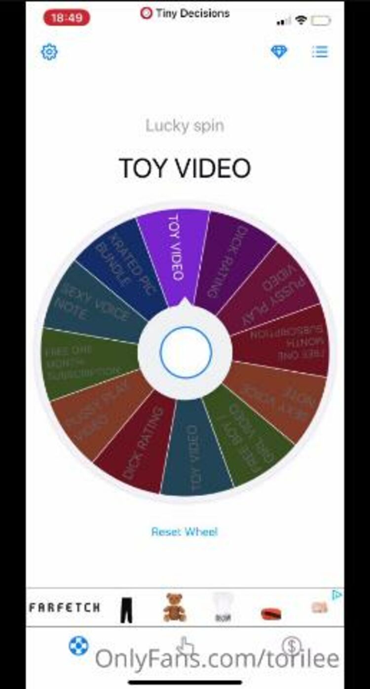 Onlyfans - Torilee - Spin the wheel for spins - 21-05-2020