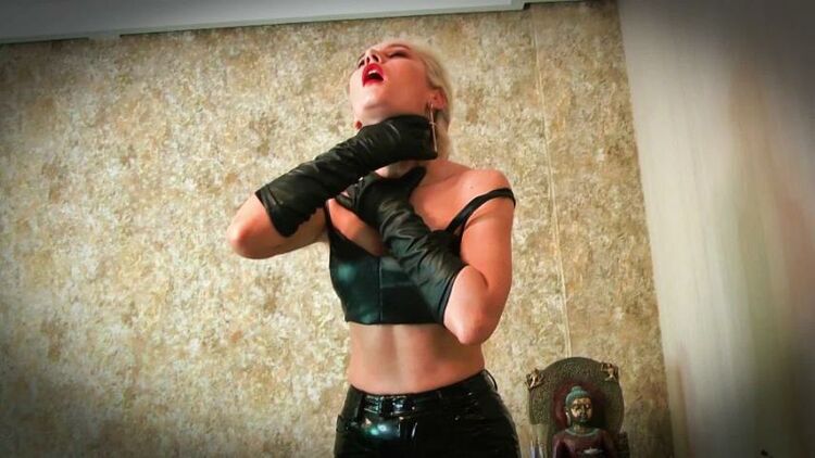 ManyVids - GoddessCeline - Choke ON LEATHER GLOVES