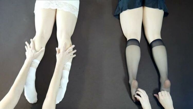 White and Black - What do you choose? Double Tickle Feet and Legs Massage!