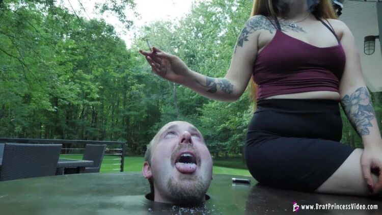 Brat Princess 2 (SPIT FETISH 2021) Riley – Head in Table Human Ashtray