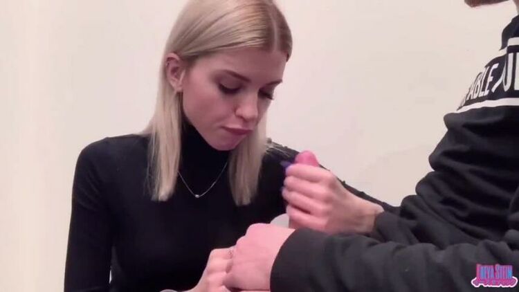 Freya Stein, Sobestshow - Teen Blonde gives a Deepthroat Blowjob in the Fitting Room, Swallow Cum