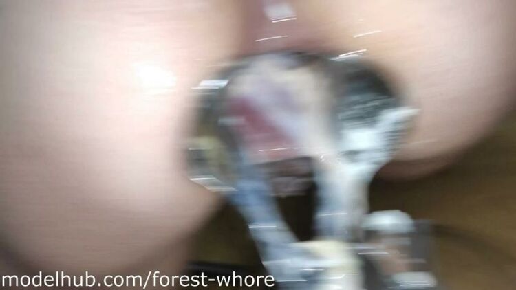 Forest Whore - Anal gape, anal cooking and eating food from ass with cum