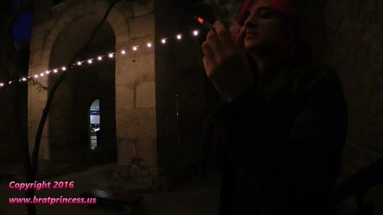 Brat Princess 2 – Amadahy – Smokes in Public Park with Human Ashtray (Part 1) – Spitting, Smoking