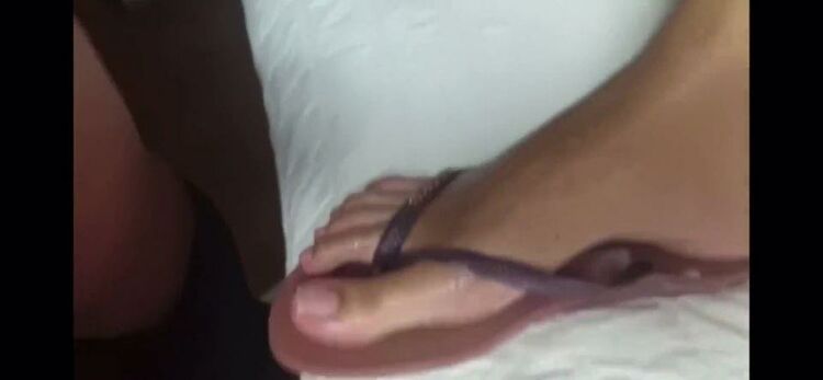 Purple Flip Flops Footjob