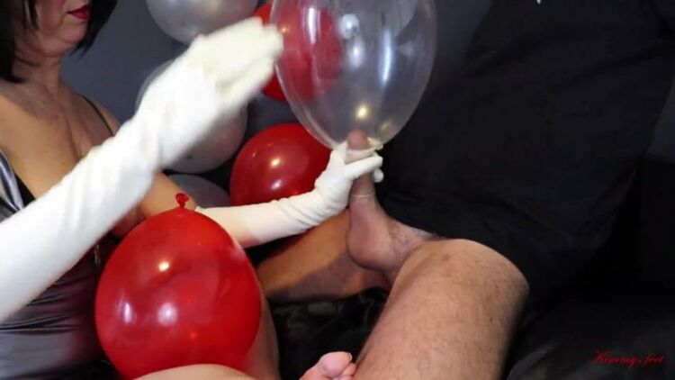 Clips4sale: Condom Balloon Handjob With Long Latex Gloves, Cum In And On