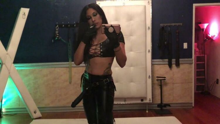 Mistress Tangent - goddesstangent / Onlyfans Goddesstangent - smoking and stroking my big black d in my leather top and leather pants the more to intox 09-10-2018 - Leather