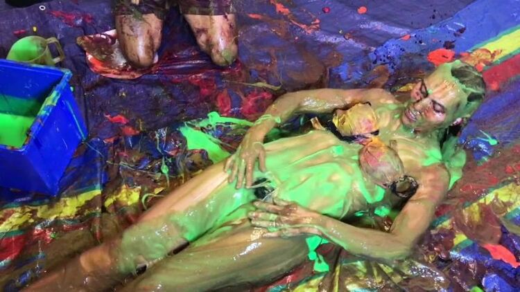 Wet and messy porn - VERY Naughty Sexy Girl, playing with Custard Pies and Messy Slime