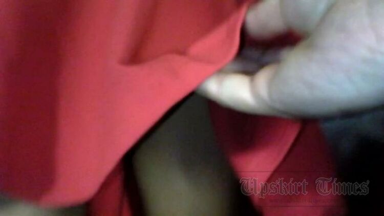 Upskirt-times.com- Ut_3147# Young woman in a red dress. Narrow colorful panties barely hide her beautiful...