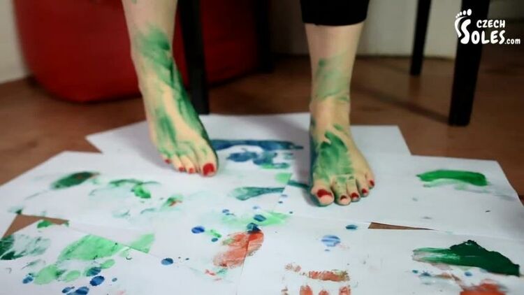 Foot and soles painting and soleprints (foot tease, sexy feet, young fe.