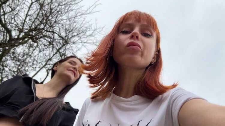 Petite Princess FemDom – Bully Girls Spit On You And Order You To Lick Their Dirty Sneakers – Outdoor POV Double Femdom