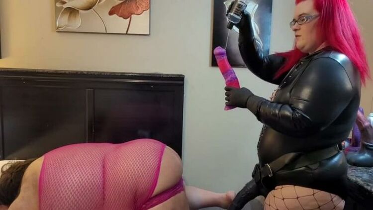 Femdom Wife Destroys Husbands Ass with Bad Dragon Horse Dildos!