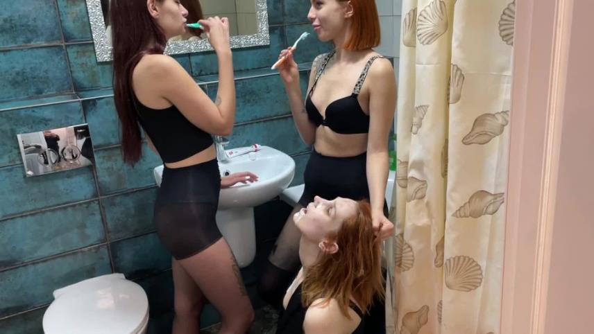 Petite Princess FemDom - Lezdom Double ToothBrushing Spitting Humiliation [updated: 2024-09-24]