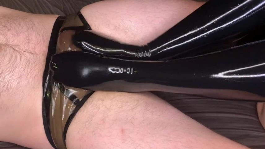 Amateur Shiny Latex Dressing Handjob and Footjob ending in Cumming [updated: 2024-10-13]